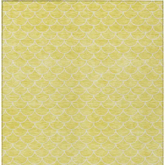 Yellow And Ivory Geometric Washable Indoor Outdoor Area Rug Photo 7