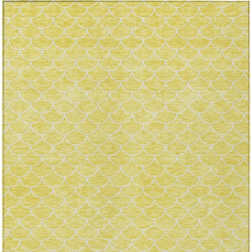 Yellow And Ivory Geometric Washable Indoor Outdoor Area Rug Photo 7
