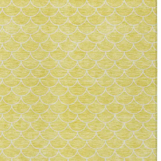 Yellow And Ivory Geometric Washable Indoor Outdoor Area Rug Photo 6
