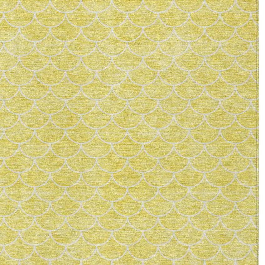 Yellow And Ivory Geometric Washable Indoor Outdoor Area Rug Photo 6
