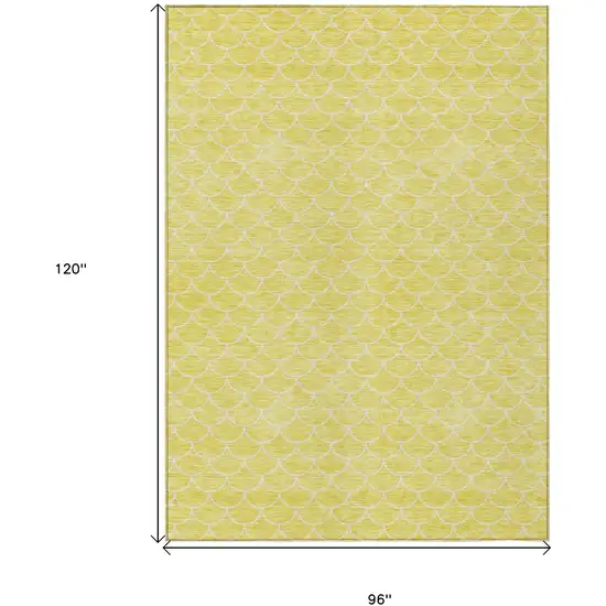 Yellow And Ivory Geometric Washable Indoor Outdoor Area Rug Photo 3