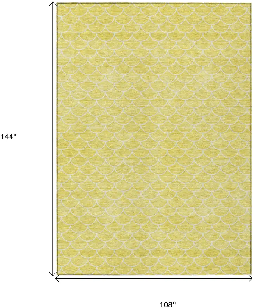 Yellow And Ivory Geometric Washable Indoor Outdoor Area Rug Photo 3