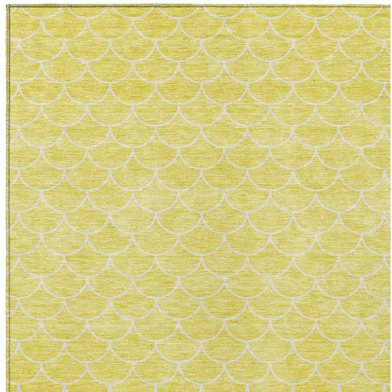 Yellow And Ivory Geometric Washable Indoor Outdoor Area Rug Photo 4