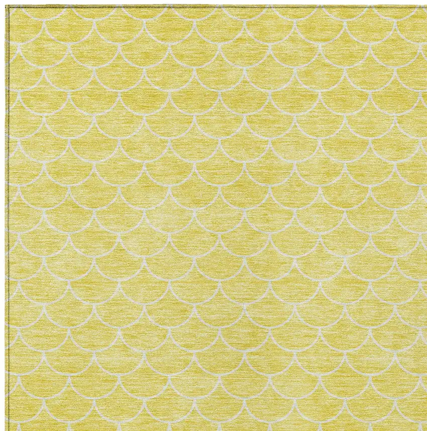 Yellow And Ivory Geometric Washable Indoor Outdoor Area Rug Photo 4