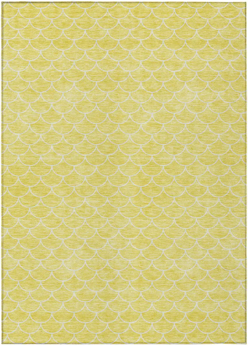 Yellow And Ivory Geometric Washable Indoor Outdoor Area Rug Photo 1