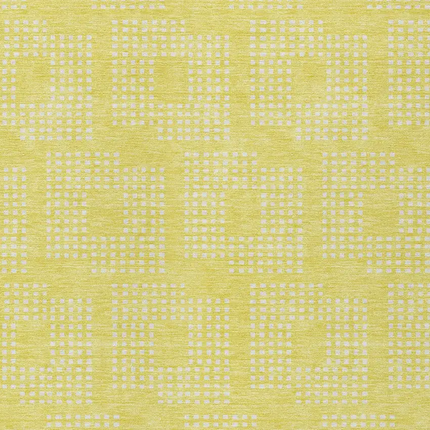Yellow And Ivory Geometric Washable Indoor Outdoor Area Rug Photo 6