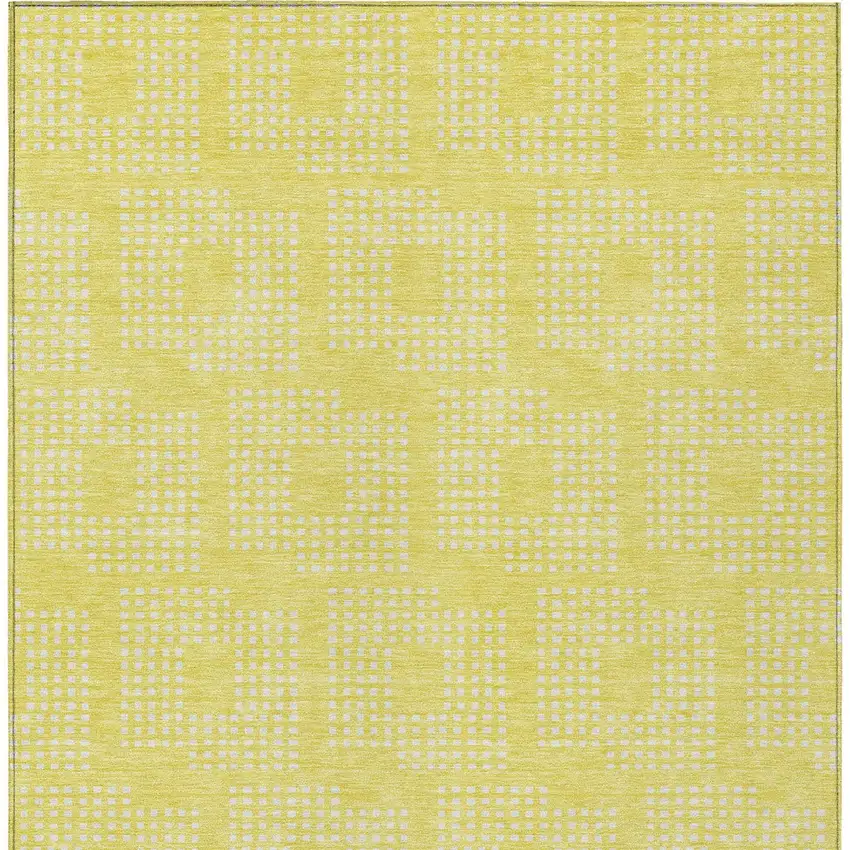 Yellow And Ivory Geometric Washable Indoor Outdoor Area Rug Photo 7