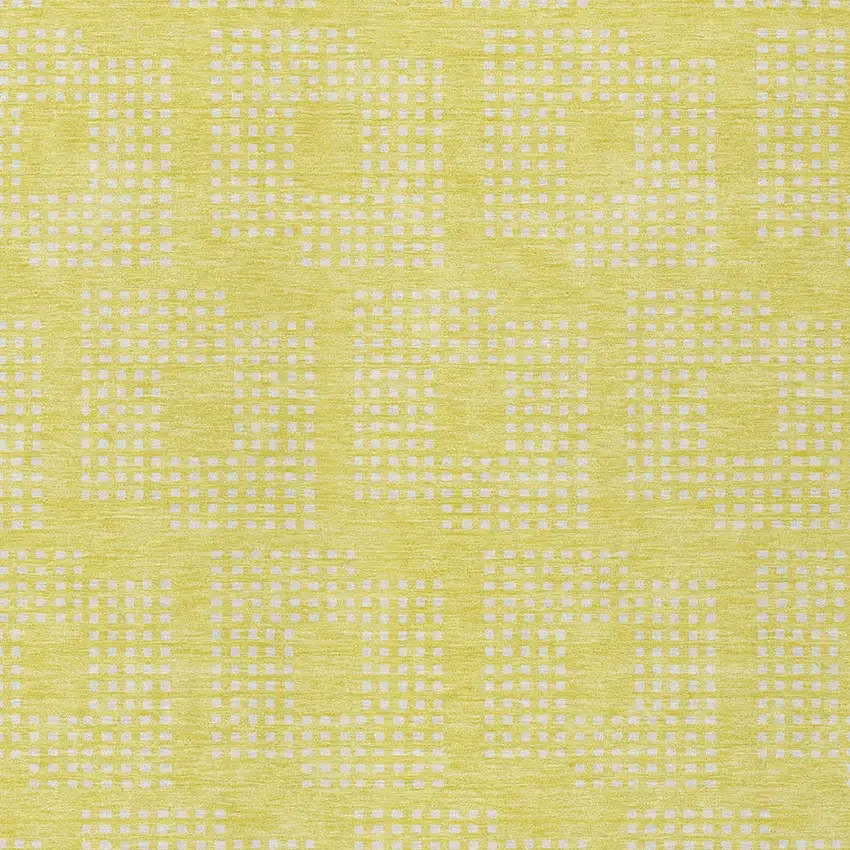 Yellow And Ivory Geometric Washable Indoor Outdoor Area Rug Photo 6