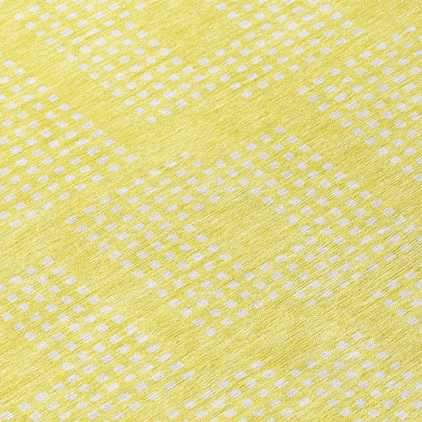 Yellow And Ivory Geometric Washable Indoor Outdoor Area Rug Photo 5