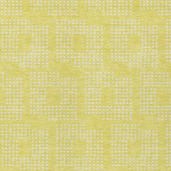 Yellow And Ivory Geometric Washable Indoor Outdoor Area Rug Photo 6