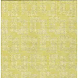 Photo of Yellow And Ivory Geometric Washable Indoor Outdoor Area Rug