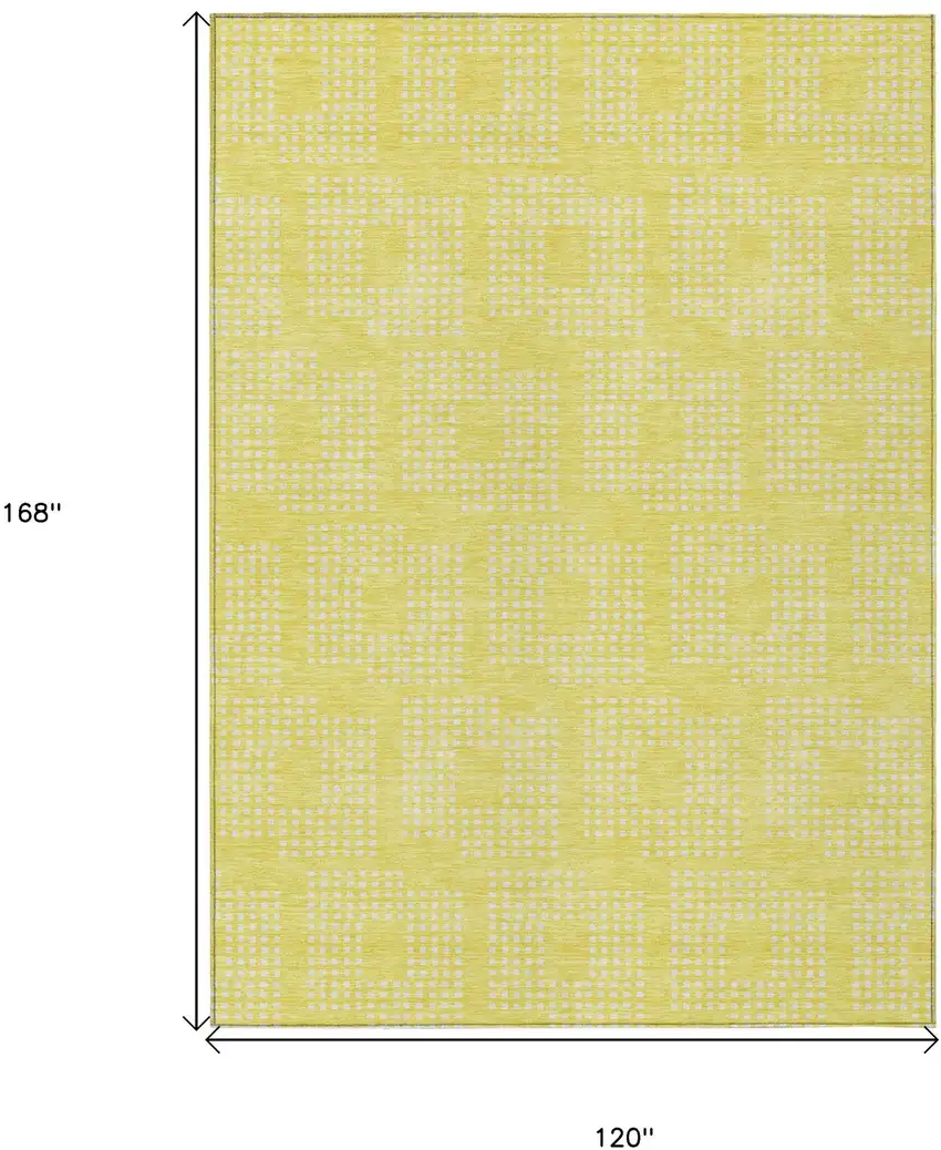 Yellow And Ivory Geometric Washable Indoor Outdoor Area Rug Photo 3
