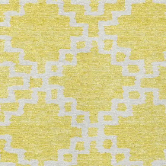 Yellow And Ivory Geometric Washable Indoor Outdoor Area Rug Photo 6
