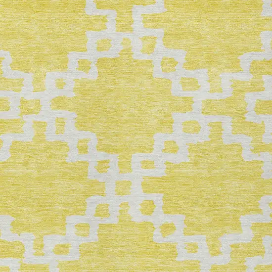 Yellow And Ivory Geometric Washable Indoor Outdoor Area Rug Photo 6