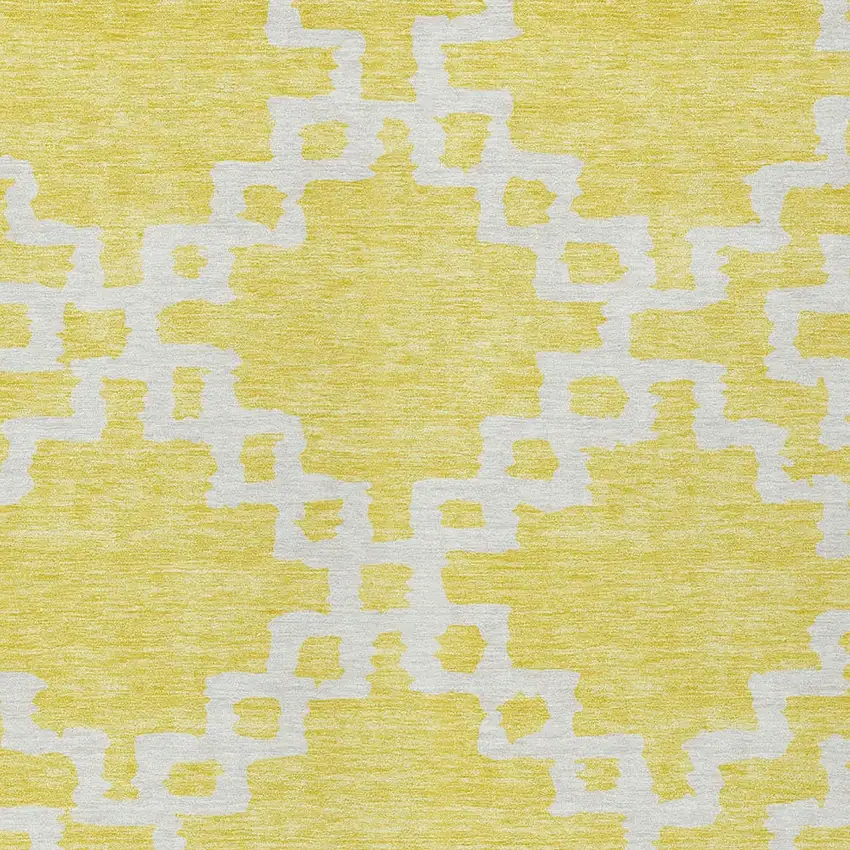 Yellow And Ivory Geometric Washable Indoor Outdoor Area Rug Photo 6