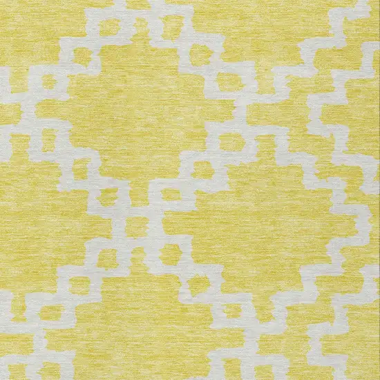 Yellow And Ivory Geometric Washable Indoor Outdoor Area Rug Photo 6