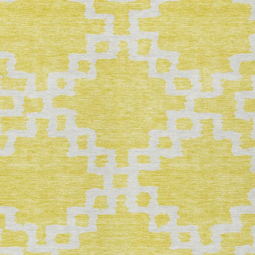 Yellow And Ivory Geometric Washable Indoor Outdoor Area Rug Photo 6