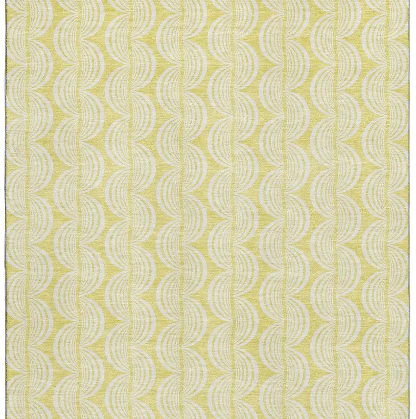 Yellow And Ivory Ogee Washable Area Rug With UV Protection Photo 2