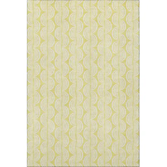 Yellow And Ivory Ogee Washable Area Rug With UV Protection Photo 3