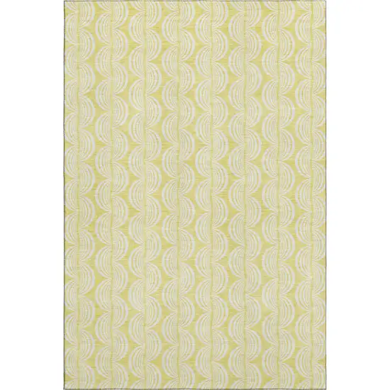 Yellow And Ivory Ogee Washable Area Rug With UV Protection Photo 1