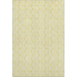 Photo of Yellow And Ivory Ogee Washable Area Rug With UV Protection