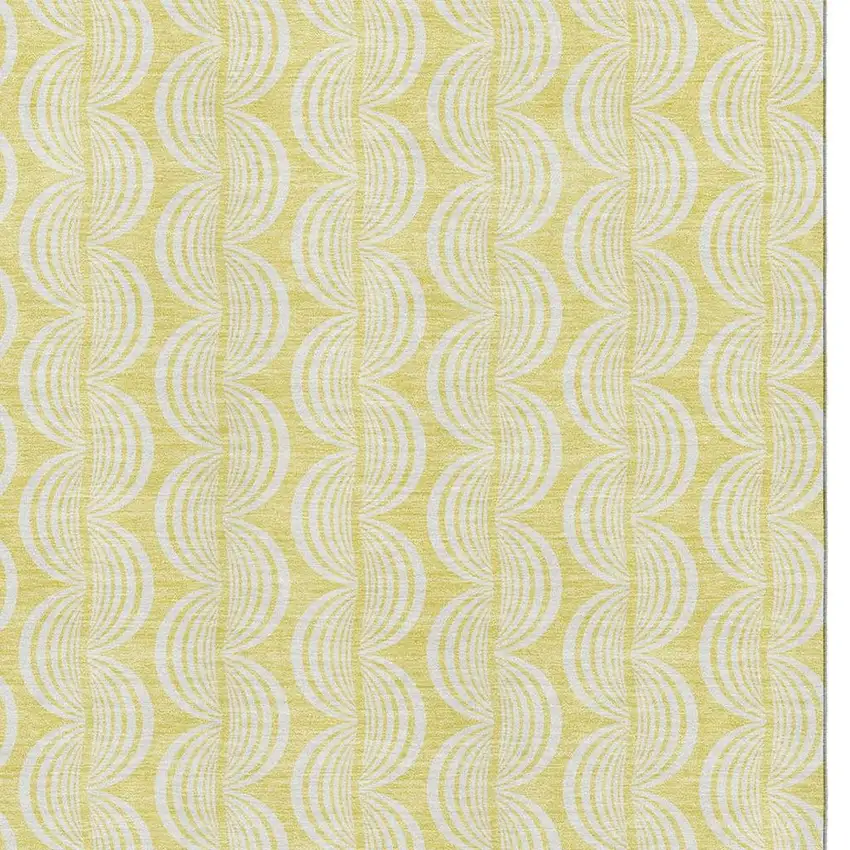 Yellow And Ivory Ogee Washable Area Rug With UV Protection Photo 2