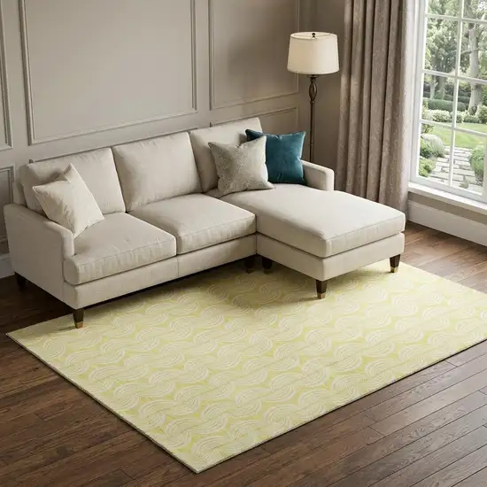 Yellow And Ivory Ogee Washable Area Rug With UV Protection Photo 1