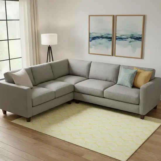 Yellow And Ivory Ogee Washable Area Rug With UV Protection Photo 2