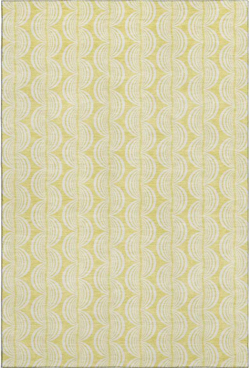 Yellow And Ivory Ogee Washable Area Rug With UV Protection Photo 1