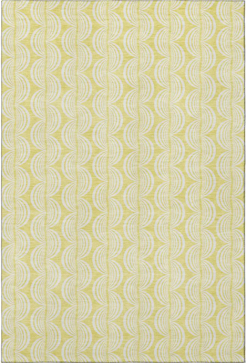 Yellow And Ivory Ogee Washable Area Rug With UV Protection Photo 3