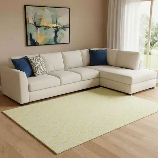 Yellow And Ivory Ogee Washable Area Rug With UV Protection Photo 2