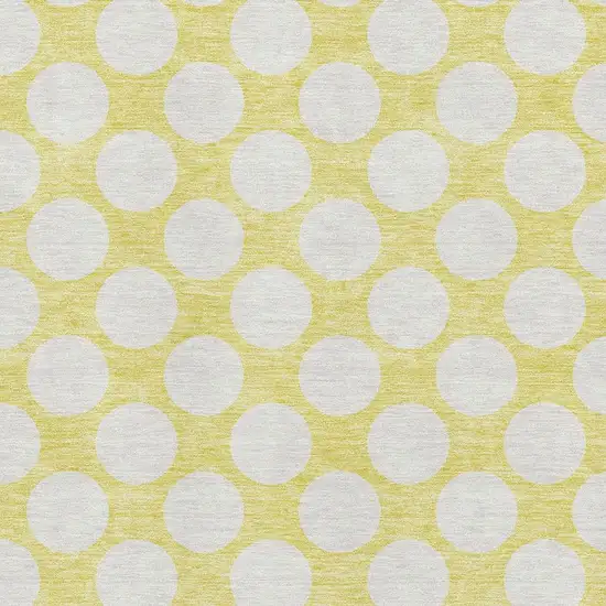 Yellow And Ivory Polka Dot Washable Area Rug With UV Protection Photo 3