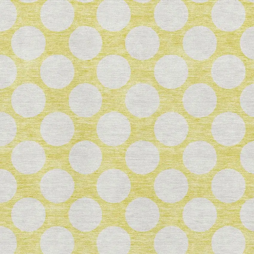 Yellow And Ivory Polka Dot Washable Area Rug With UV Protection Photo 3