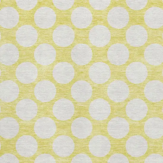 Yellow And Ivory Polka Dot Washable Area Rug With UV Protection Photo 3