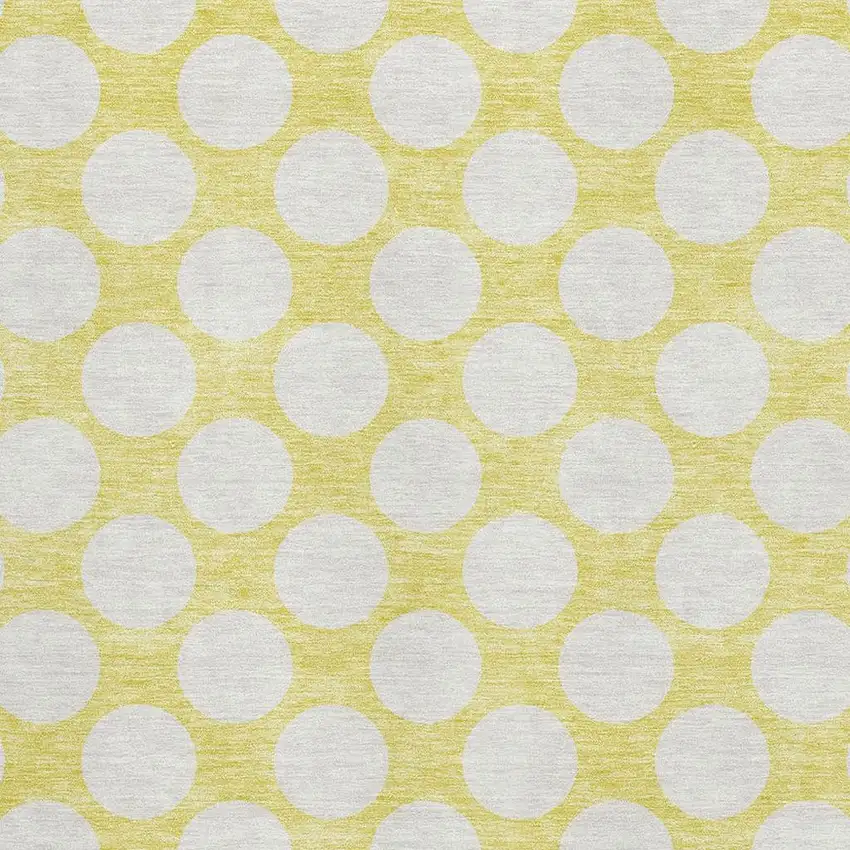 Yellow And Ivory Polka Dot Washable Area Rug With UV Protection Photo 3