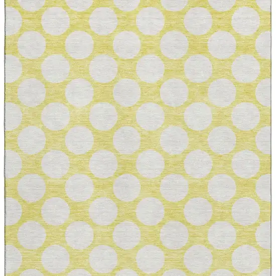 Yellow And Ivory Polka Dot Washable Area Rug With UV Protection Photo 4