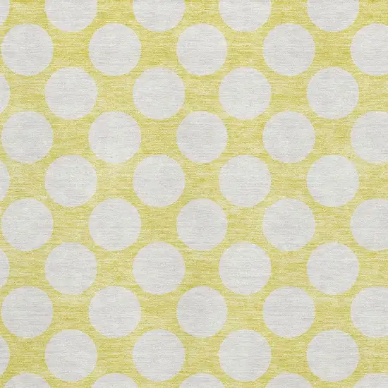 Yellow And Ivory Polka Dot Washable Area Rug With UV Protection Photo 3