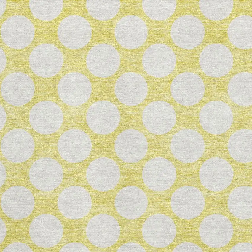 Yellow And Ivory Polka Dot Washable Area Rug With UV Protection Photo 3