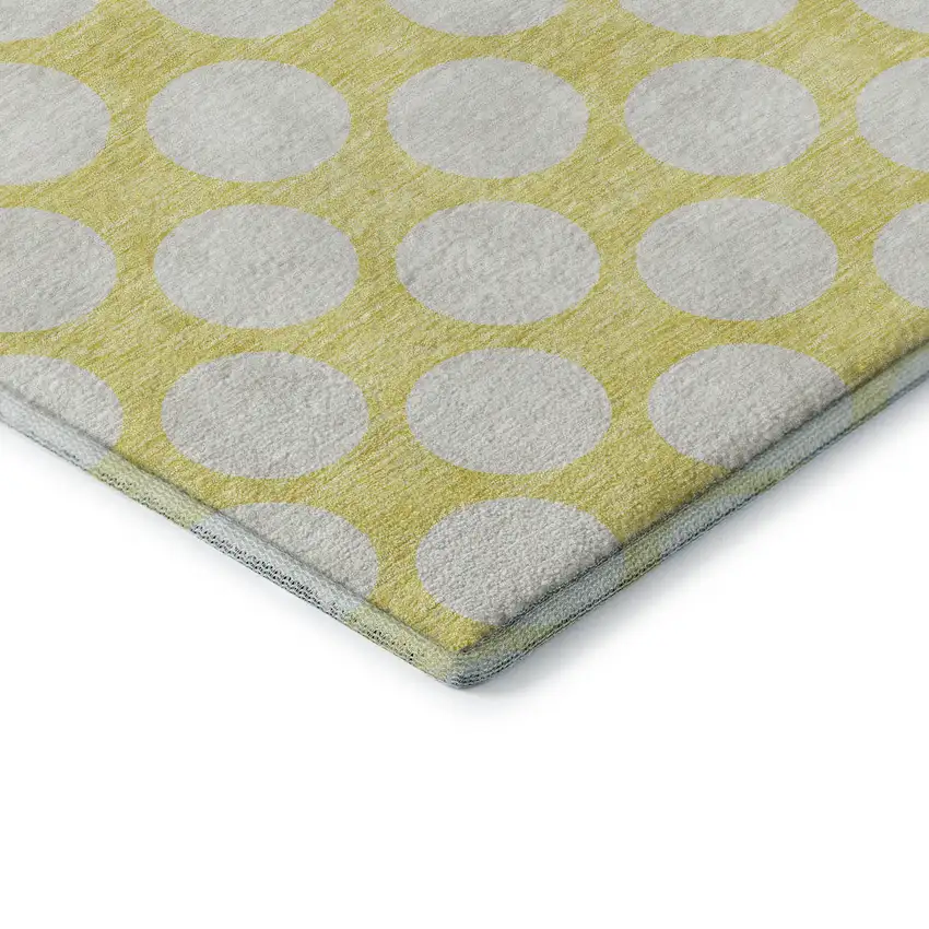 Yellow And Ivory Polka Dot Washable Area Rug With UV Protection Photo 8