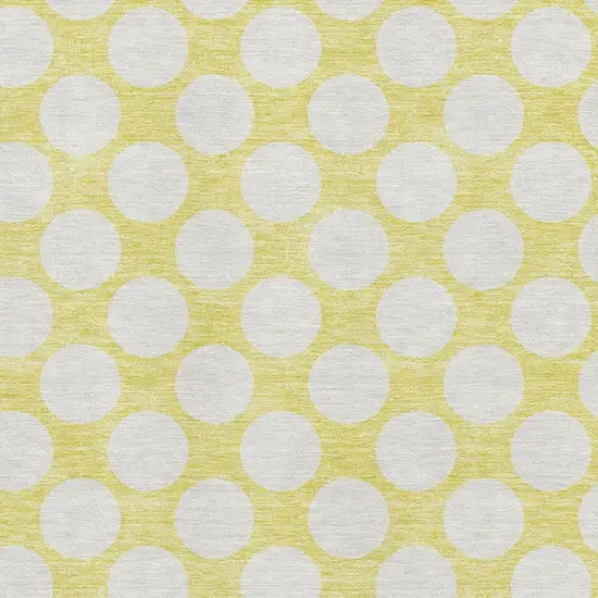 Yellow And Ivory Polka Dot Washable Area Rug With UV Protection Photo 3