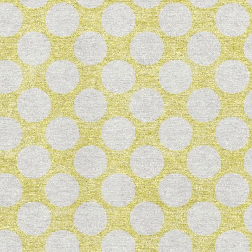 Yellow And Ivory Polka Dot Washable Area Rug With UV Protection Photo 3