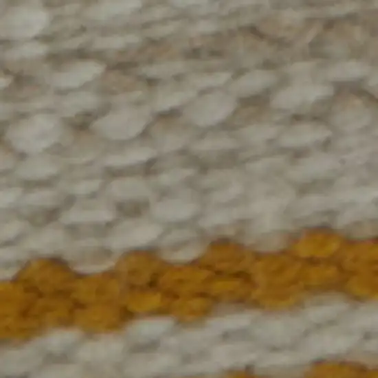 Yellow And Ivory Striped Dhurrie Hand Woven Stain Resistant Area Rug Photo 2