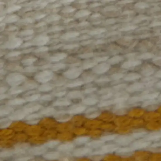 Yellow And Ivory Striped Dhurrie Hand Woven Stain Resistant Area Rug Photo 4