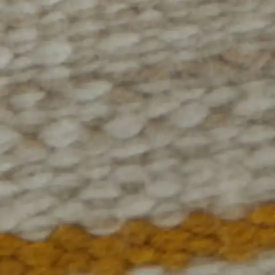 Yellow and Ivory Striped Hand Woven Area Rug Photo 2
