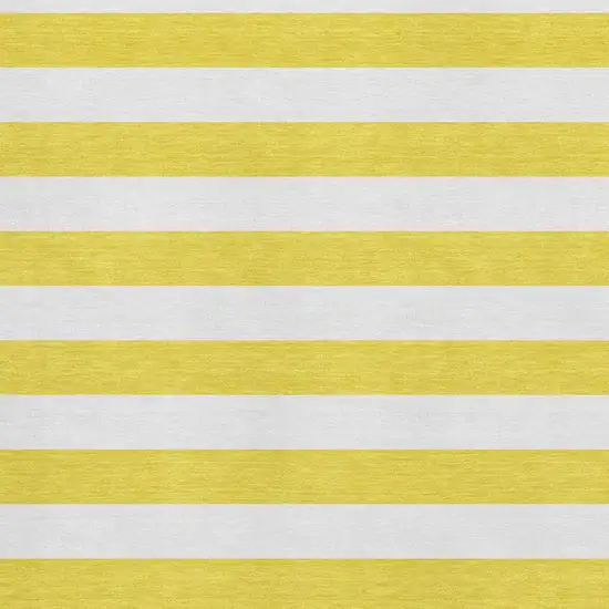 Yellow And Ivory Striped Washable Area Rug With UV Protection Photo 3