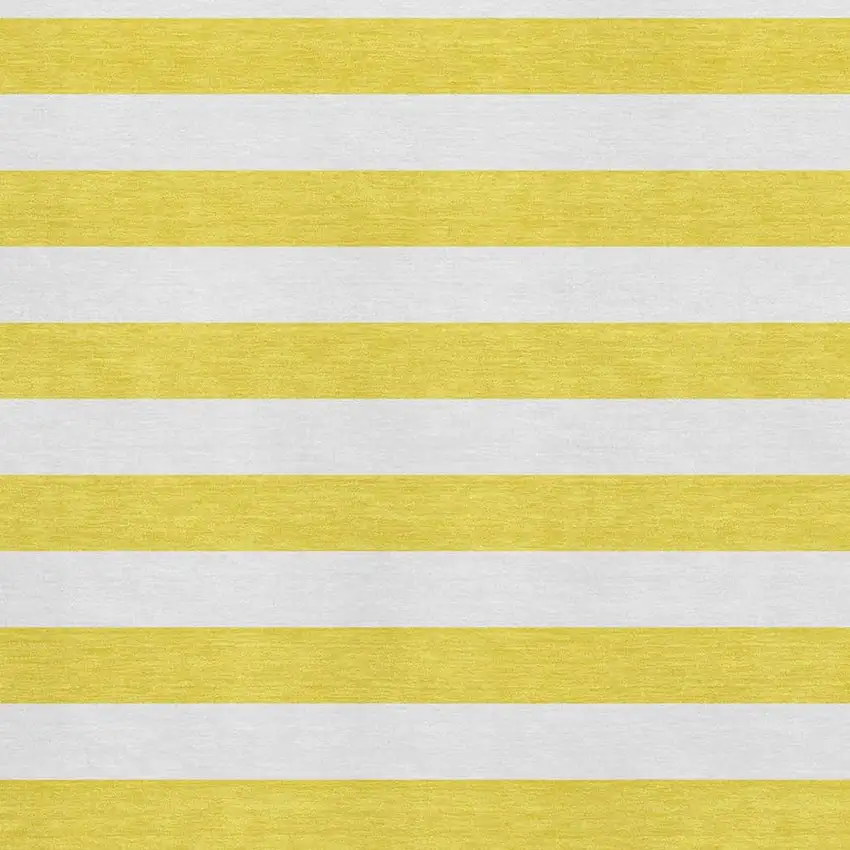 Yellow And Ivory Striped Washable Area Rug With UV Protection Photo 3