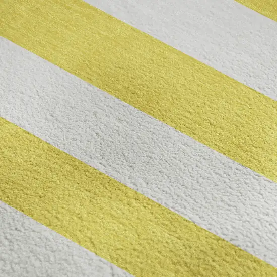 Yellow And Ivory Striped Washable Area Rug With UV Protection Photo 8