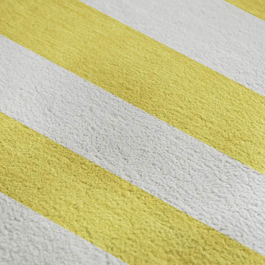 Yellow And Ivory Striped Washable Area Rug With UV Protection Photo 8