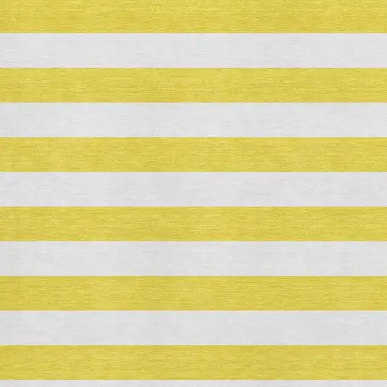 Yellow And Ivory Striped Washable Area Rug With UV Protection Photo 3