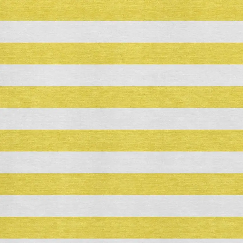 Yellow And Ivory Striped Washable Area Rug With UV Protection Photo 3